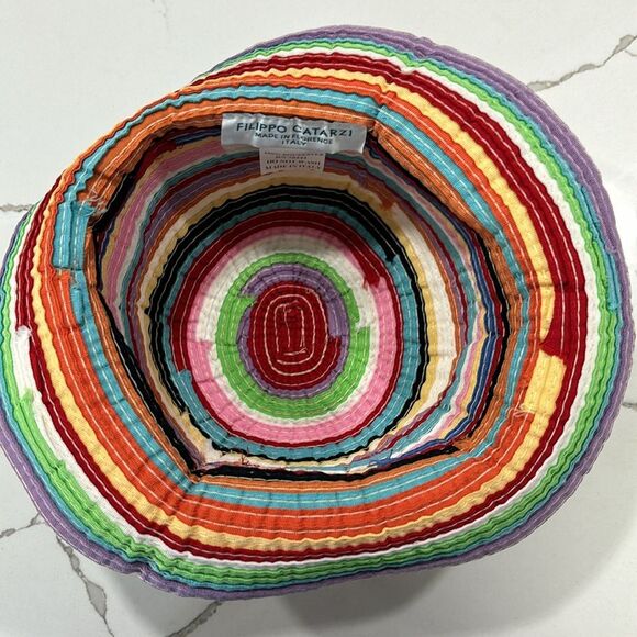 Filippo Catarzi | Y2K Vintage Women’s Rainbow Bucket Hat Italy Stripe Summer - Picture 8 of 11